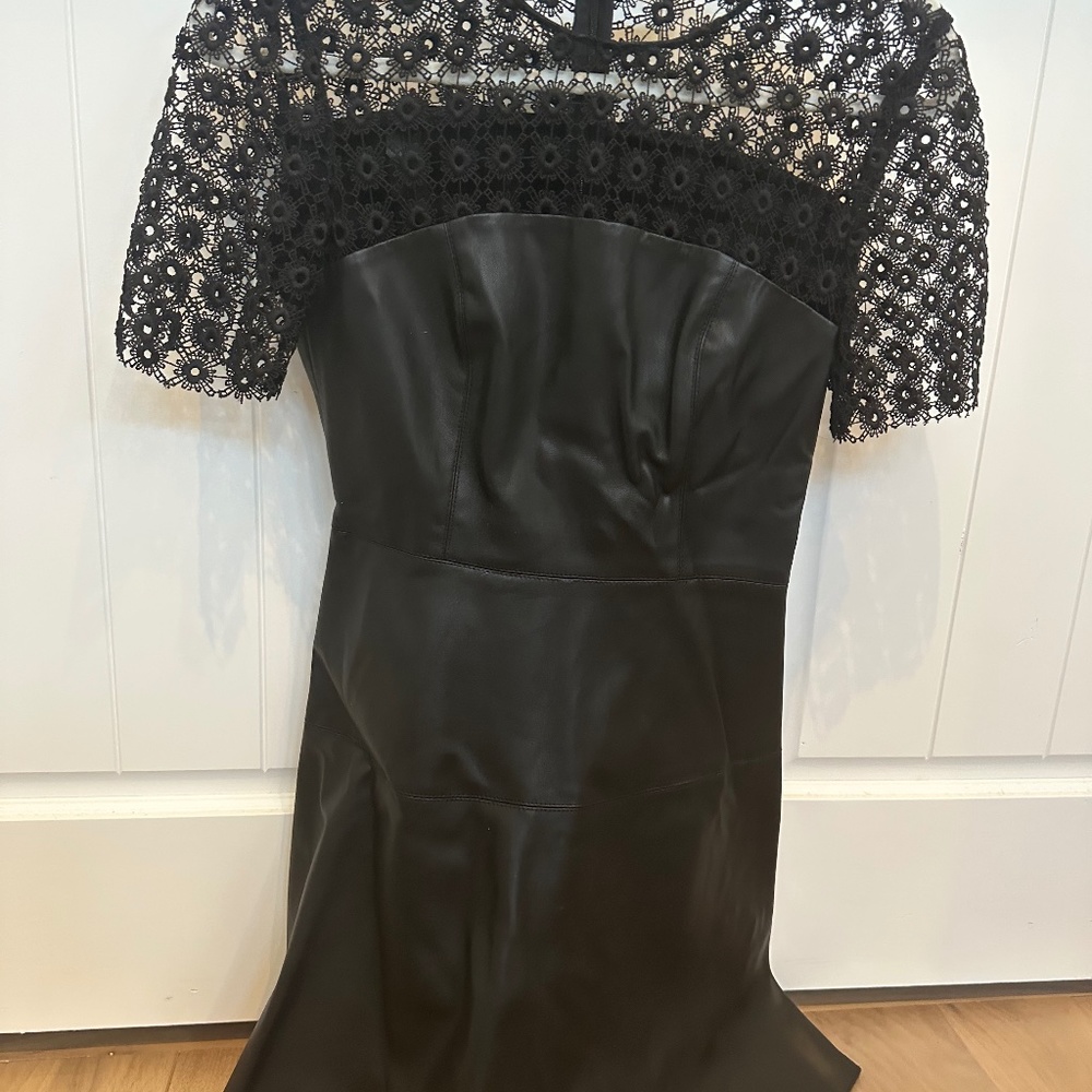 black faux leather dress